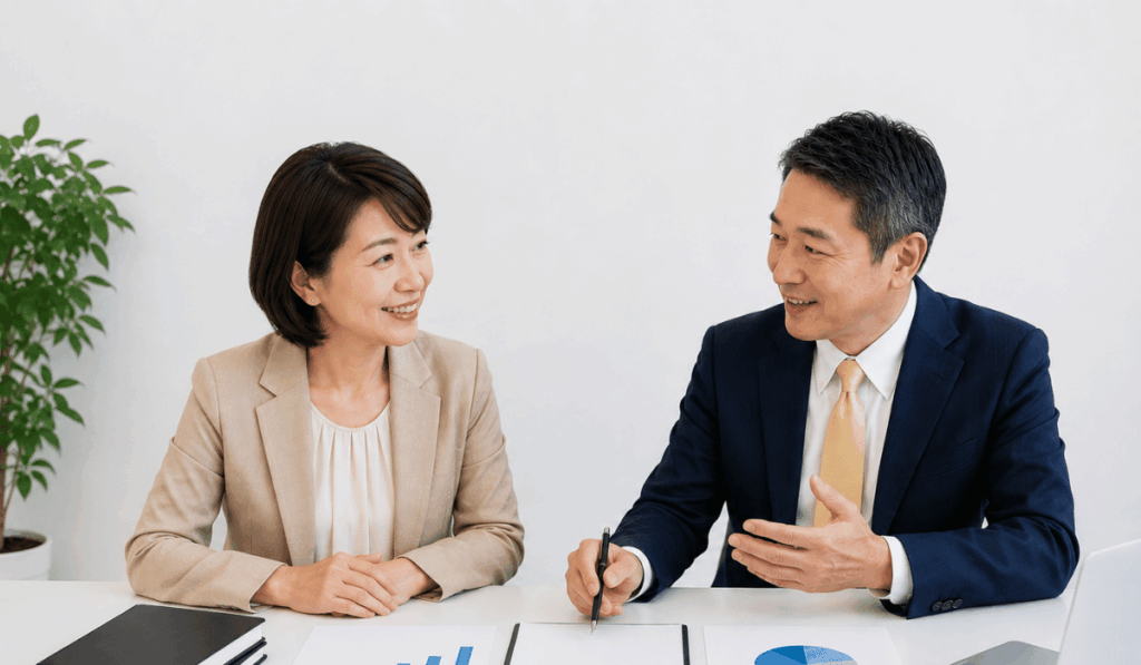 クライアントと社外CFOが財務セッションをしています。
